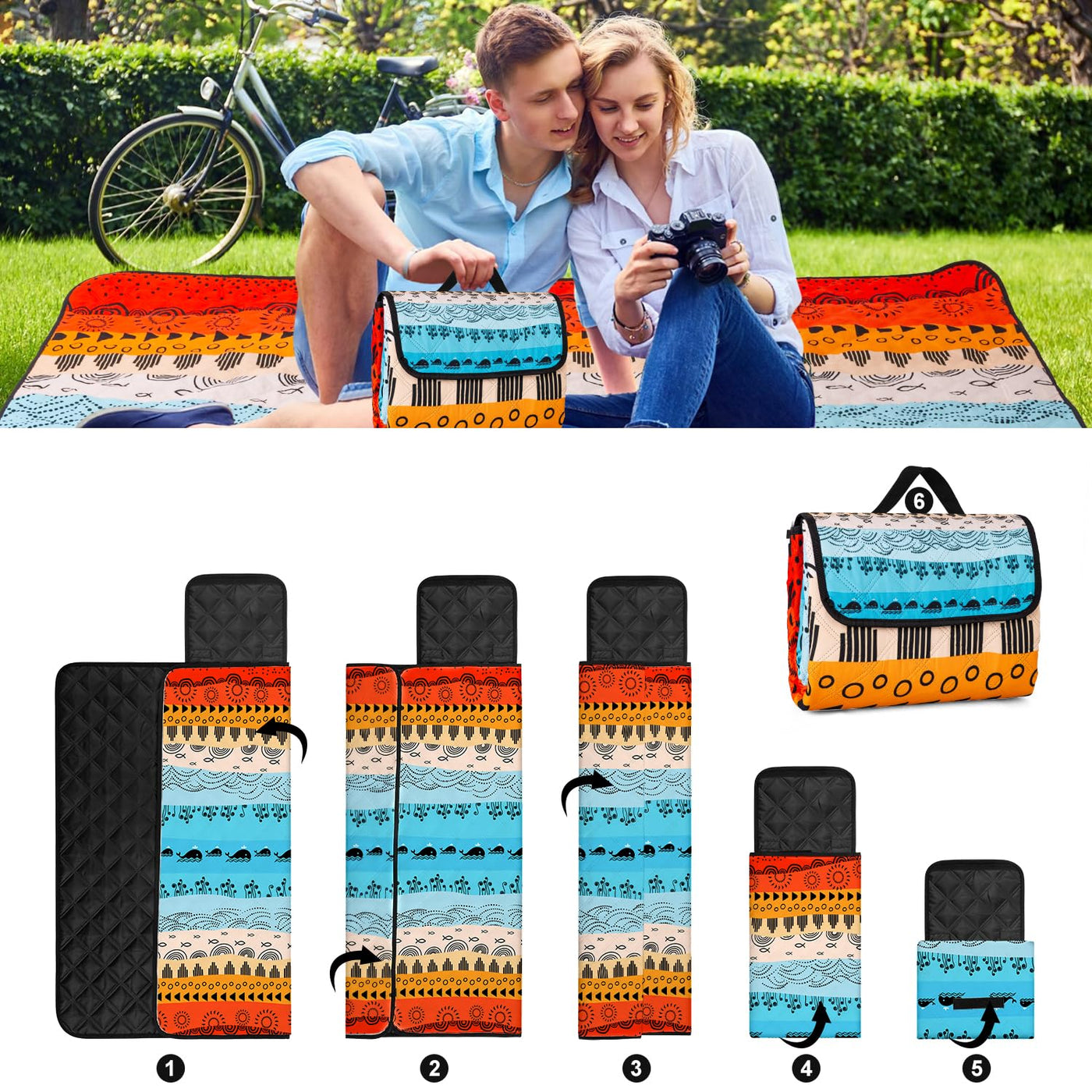 Couverture de pique-nique imperméable pour l'extérieur, tapis de plage