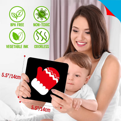 100 pages Sunte Carte Flash de Stimulation Visuelle pour Bébé, 50 Pièces Cartes Flash pour Bébé à Contraste Élevé Jouet Sensoriel