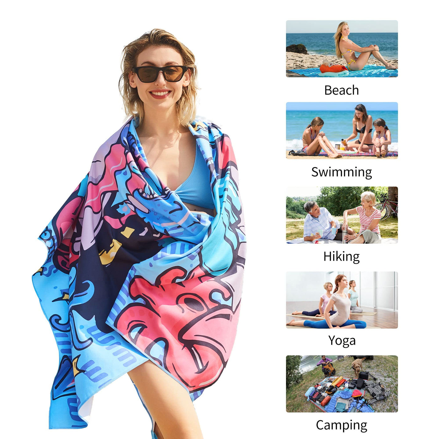 Serviette de plage Large, serviette en microfibre