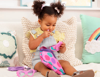 Princess Bag for Kids, 8 Piece Toy Bag with Toy Make-Up, Wallet, Mobile Phone, Keys and More for Kids From 3 Years of Age