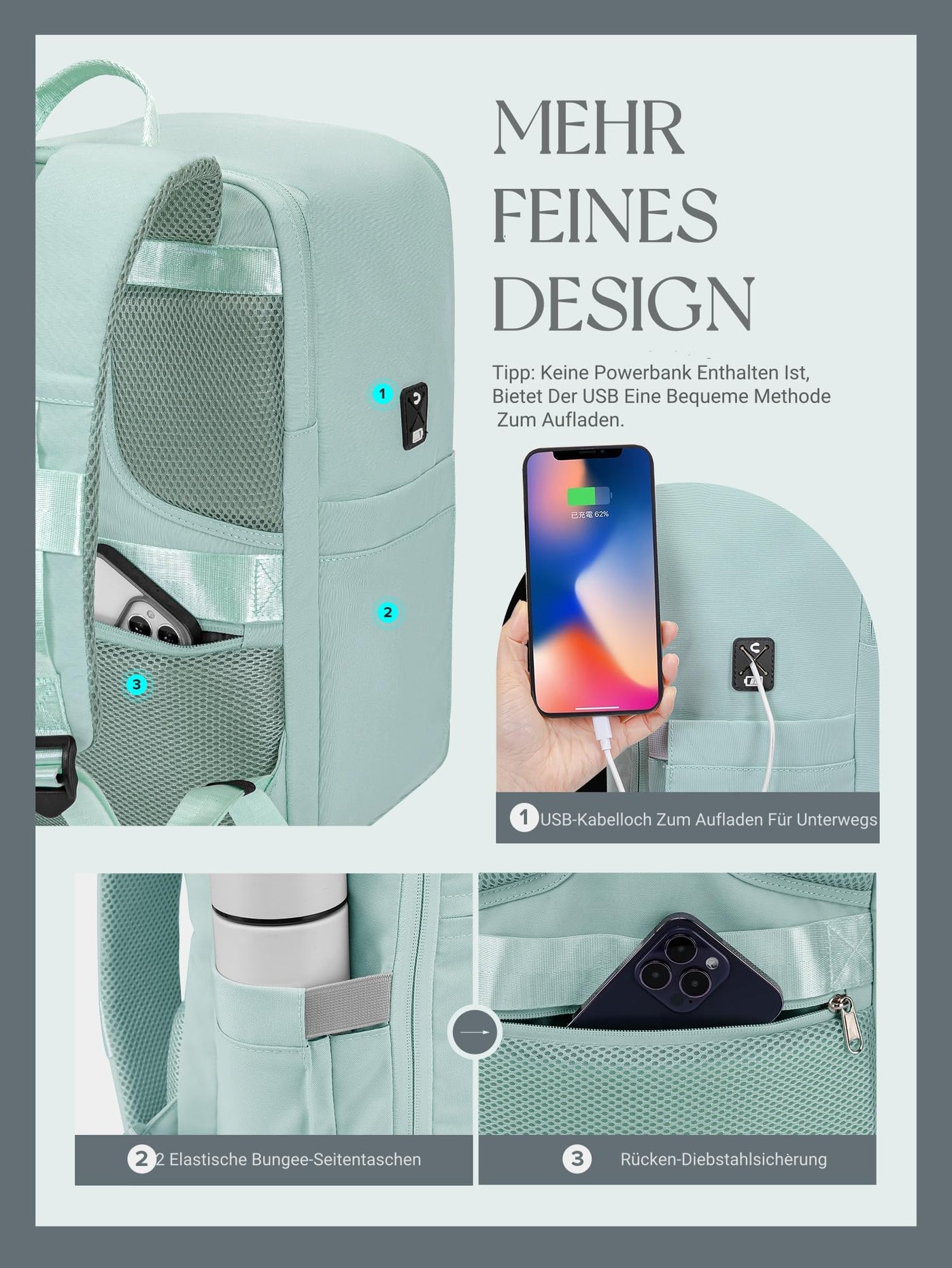 Grand sac de voyage bagage à main avion sac à dos antivol