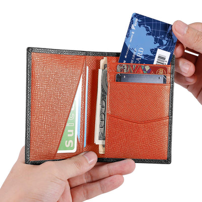 Portefeuille avec porte-cartes de crédit, portefeuille fin avec protection RFID, portefeuille en cuir véritable 9 compartiments