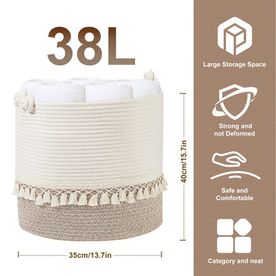 Panier à linge en coton Tissé