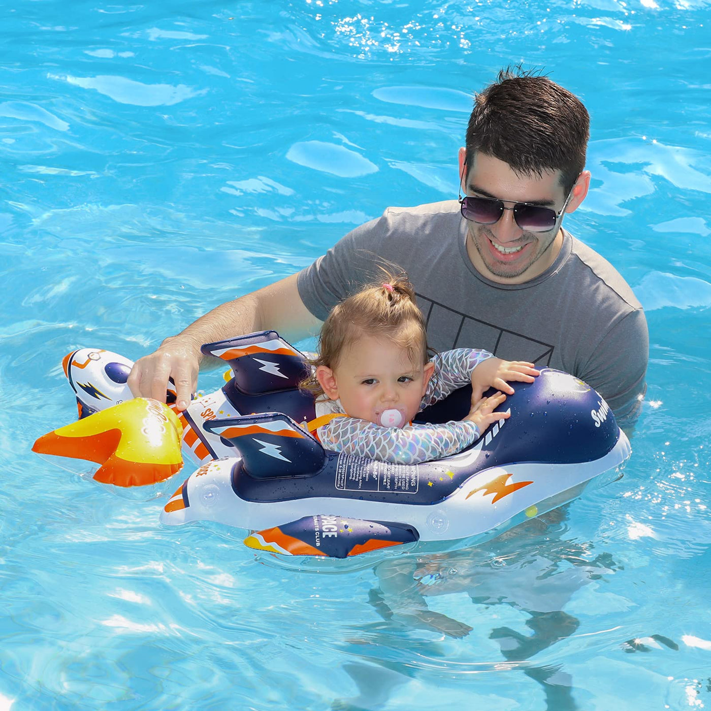 Babyschwimmring Aufblasbarer Schwimmring für Kleinkinder mit verstellbarem Sitz und Verdeck