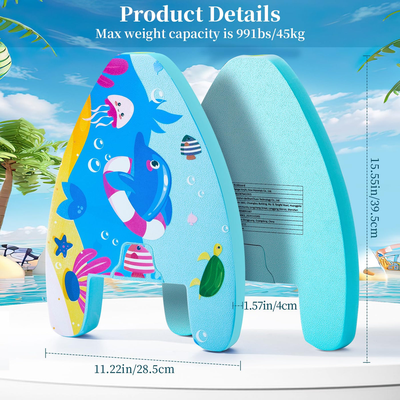 Swimming board for children adults, with handles