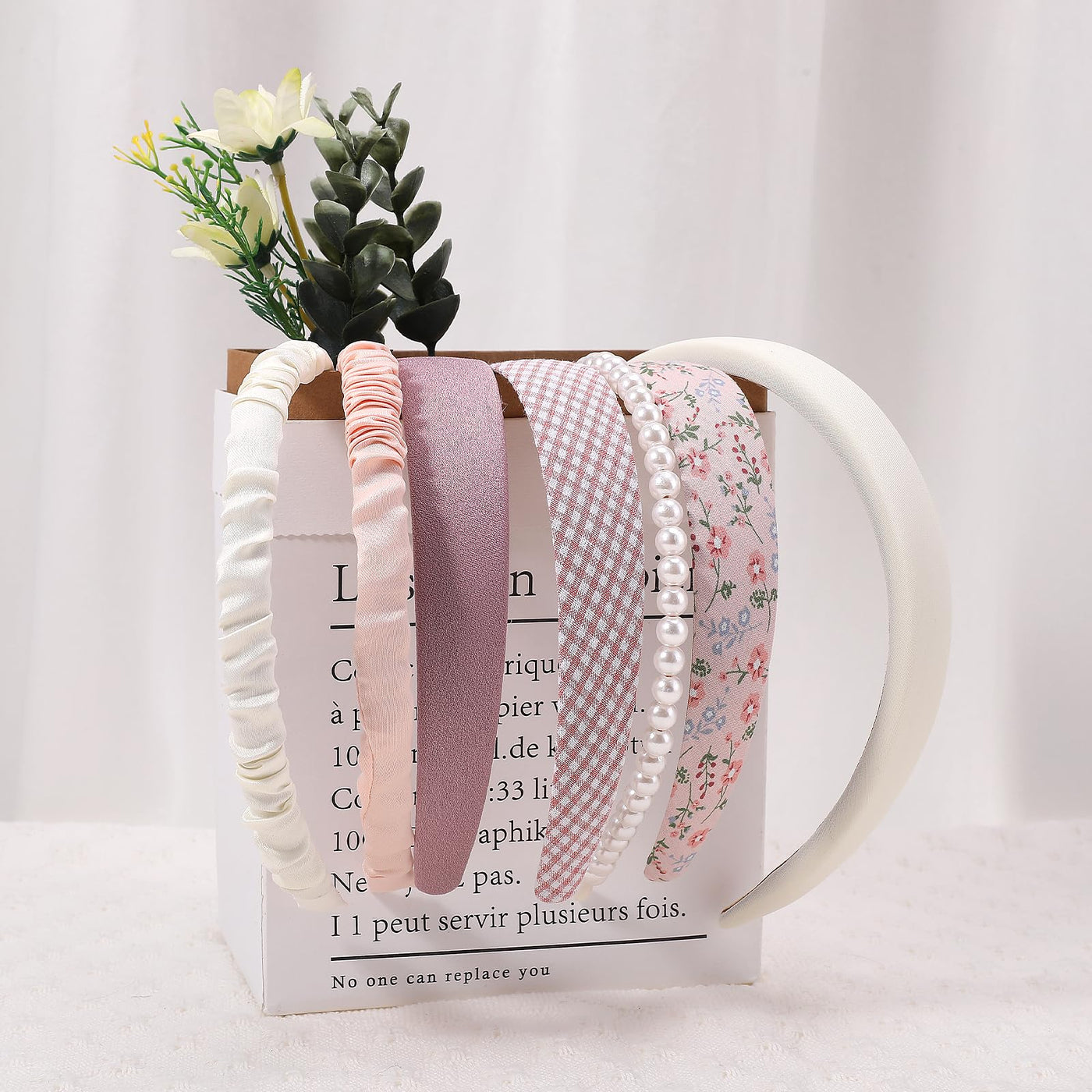 Modische Stirnbänder 7-teiliges Anti-Rutsch-Stirnband-Set Niedlicher Stoff Glitzernde Mehrfarbige Haarbänder Haar