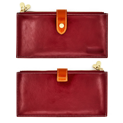 Portefeuille en cuir véritable Porte carte de crédit avec blocage RFID Portefeuille à fermeture éclair Téléphone portable