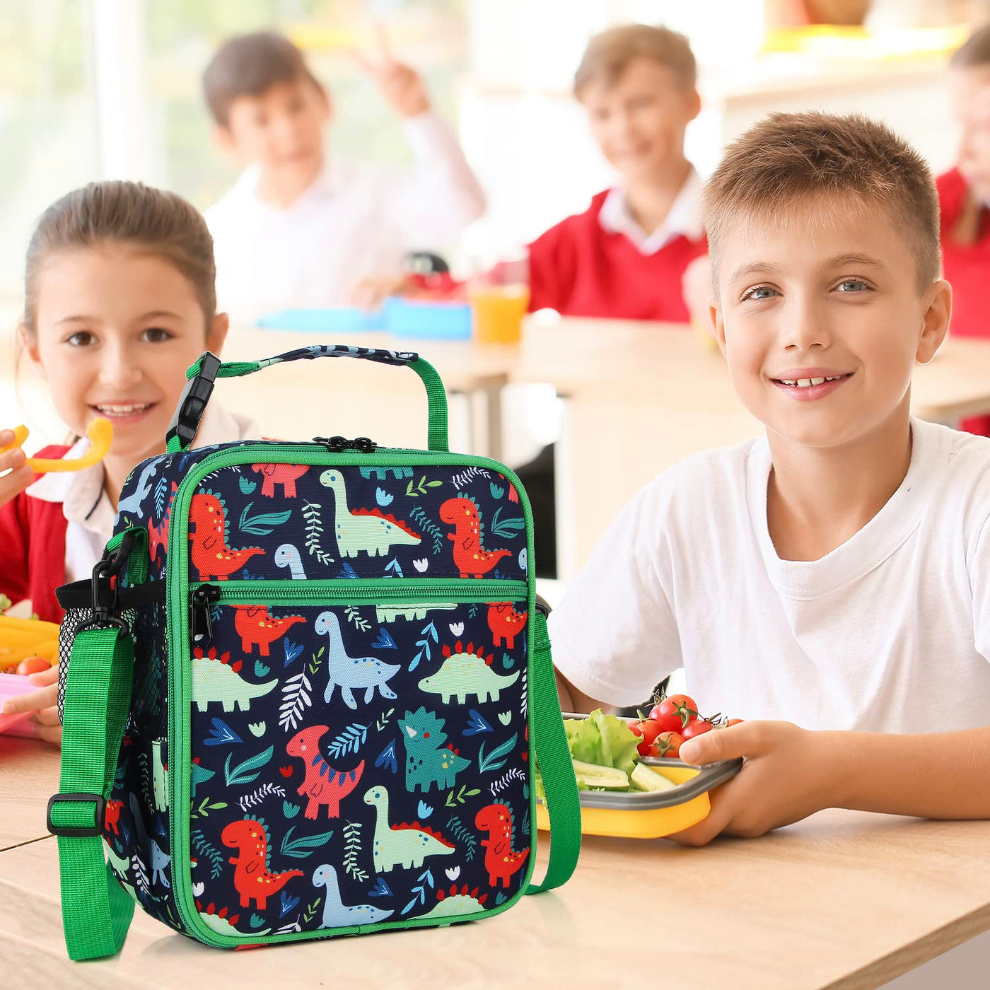 Isolierte Lunchbox-Tasche für Kinder, thermische Picknick-Kühltasche mit verstellbarem Gurt