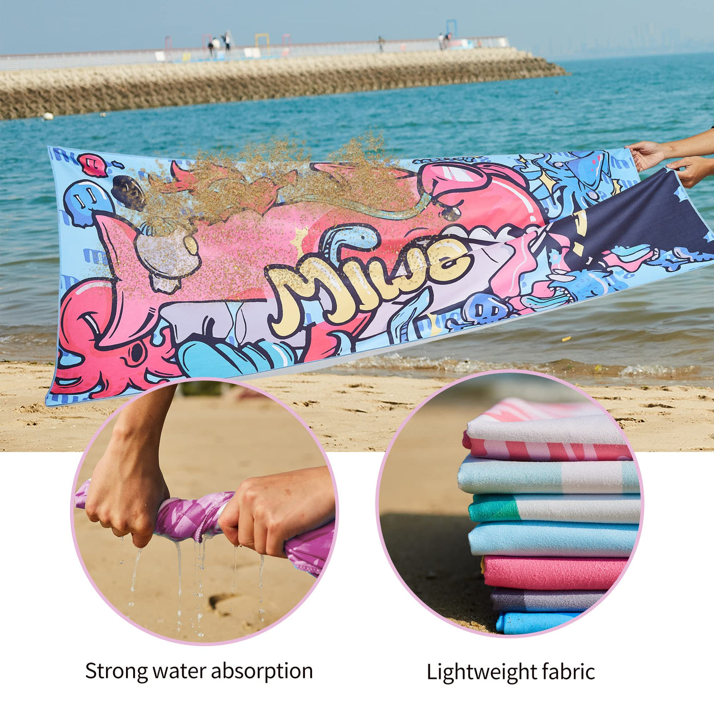 Serviette de plage Large, serviette en microfibre
