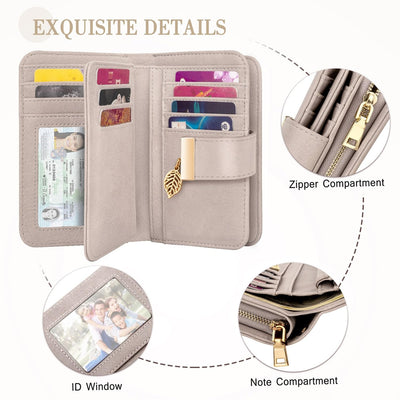 Leather wallet purse wallet many compartments wallet with RFID protection 18 card slots wallets with zipper chain and lanyard