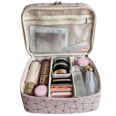 Sac à cosmétiques grand format - trousse de toilette étanche avec pochette pour brosse et séparateur