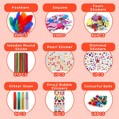 Kit de bricolage pour enfants, 3000 pièces kit de bricolage fournitures pour bricolage cure-pipe yeux googly perles scrapbooking créatif