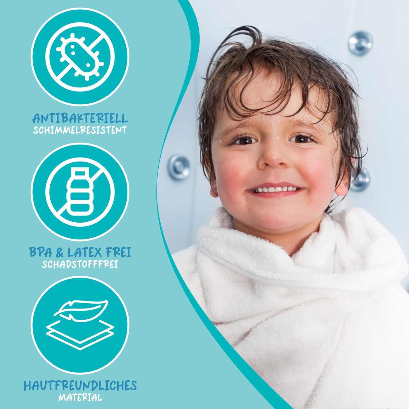 Tapis de douche antidérapant, avec suspension I Tapis de douche antidérapant sans BPA, sans plastifiants