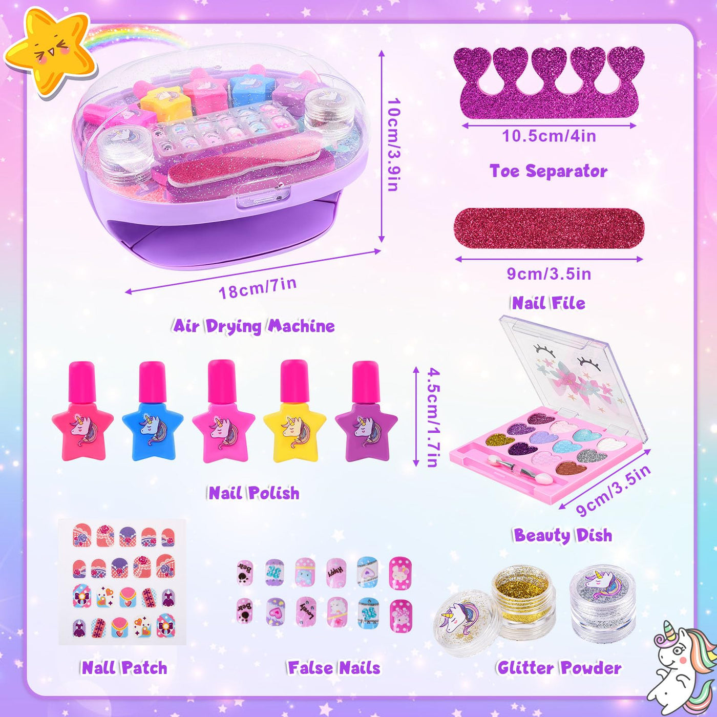Nail Studio Enfants Filles, Cadeaux pour Filles Ensemble de vernis à ongles, Nail Art Enfants 6-10