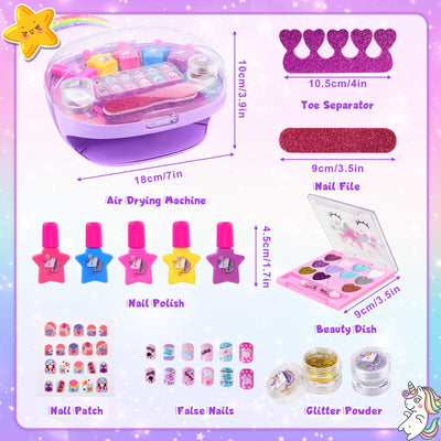 Nail Studio Enfants Filles, Cadeaux pour Filles Ensemble de vernis à ongles, Nail Art Enfants 6-10