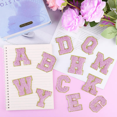 Selbstklebende Chenille-Buchstabenaufnäher, zum Aufbügeln auf Kleidung, Stoff, Schuhe, Taschen