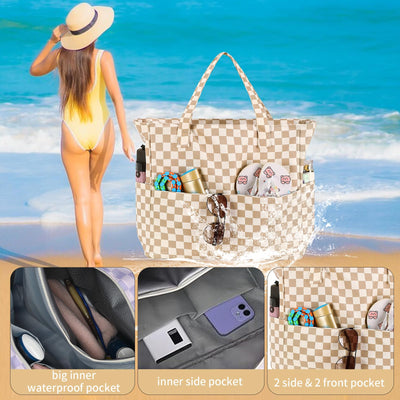 Grand sac de plage avec fermeture éclair