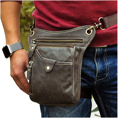 Echtes Leder Tasche Bein Tasche äußeren Bein Tasche Reise Hüfte Tasche Wandern Klettern Oberschenkel Tasche