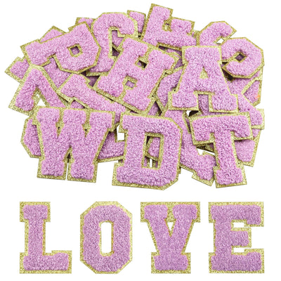 Selbstklebende Chenille-Buchstabenaufnäher, zum Aufbügeln auf Kleidung, Stoff, Schuhe, Taschen