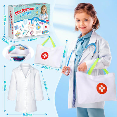 Doctor's case children, doctor's case children educational toy with talking flashcards German, stethoscope, doctors bag doctor set game