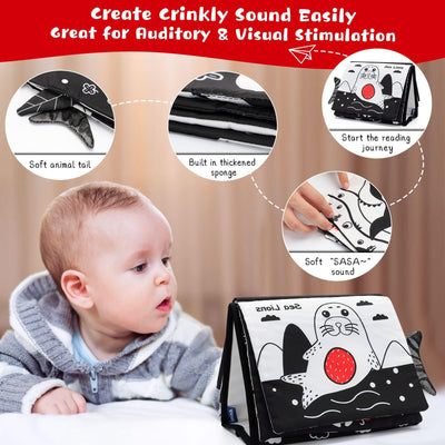 Miroir bébé - Jouet bébé Miroir livre bébé pliable et contrasté 