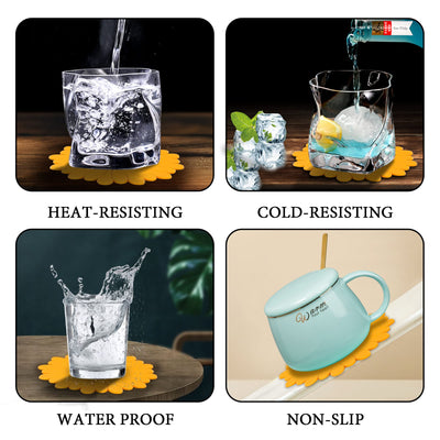 Set of 6 silicone glass coasters for drinks, cups, bar, glass - Table coasters