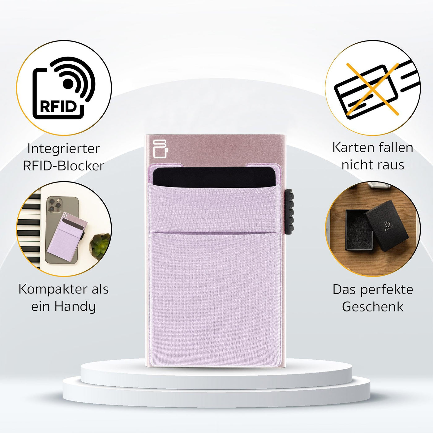 Porte-cartes avec pochette à monnaie | Porte-cartes de crédit portefeuille fin | Porte-cartes avec portefeuille RFID | Mini porte-cartes de crédit Moderne en aluminium