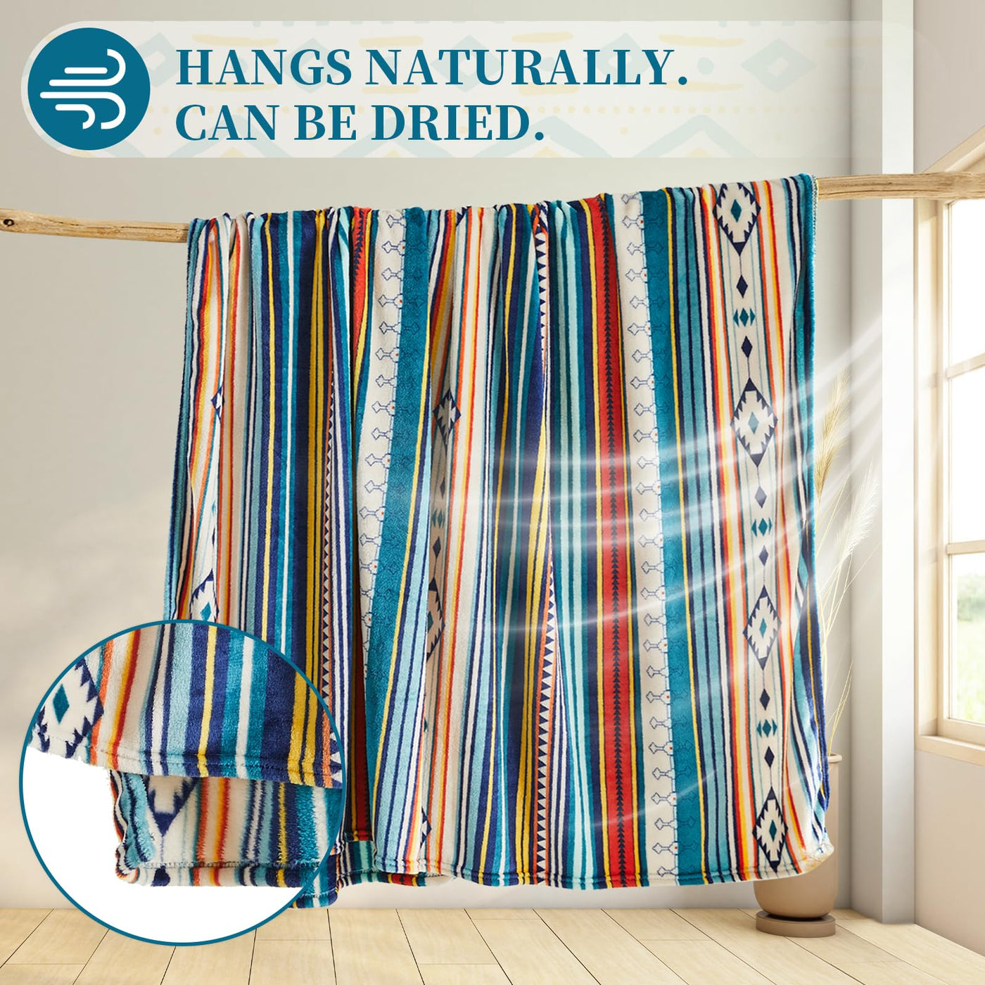 Couverture câline, couverture de maison Boho Blanket Motif Rayé Coloré