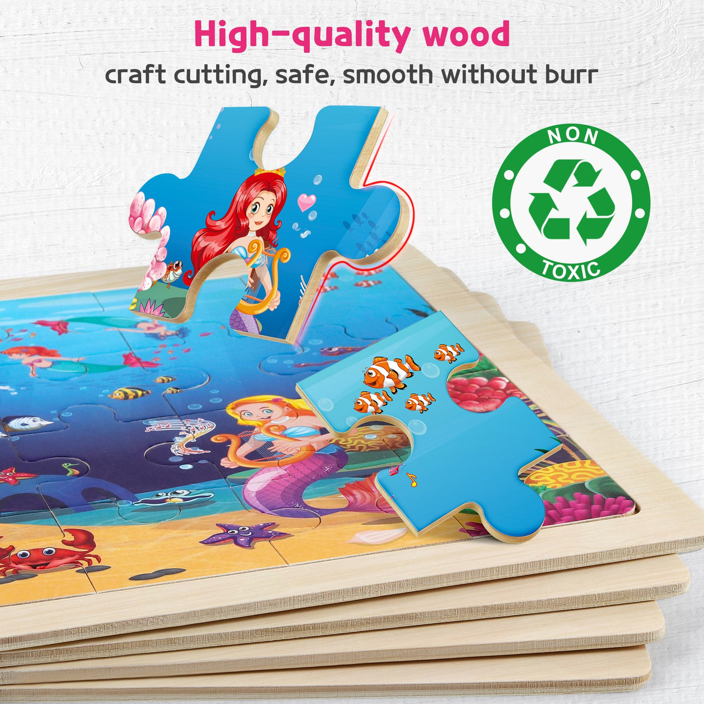 Share children's wooden puzzle, preschool Educational toy