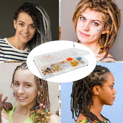 Pack of 180 Dreadlocks Jewellery, Dreadlocks Decoration Loc Hair Accessories for Women Braids Hair Accessories Imitation Wooden Beads Gold Metal Hair Rings Hair Cuffs Hair Bools Pendant for Braids