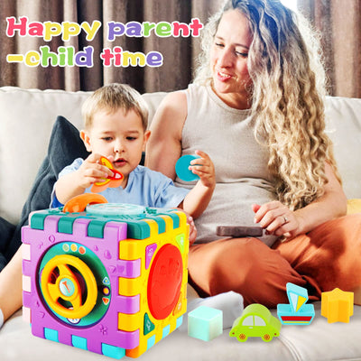 Motor skills cube, 6 in 1 activity cube toy, baby toy from 1 year, baby motor skills toy