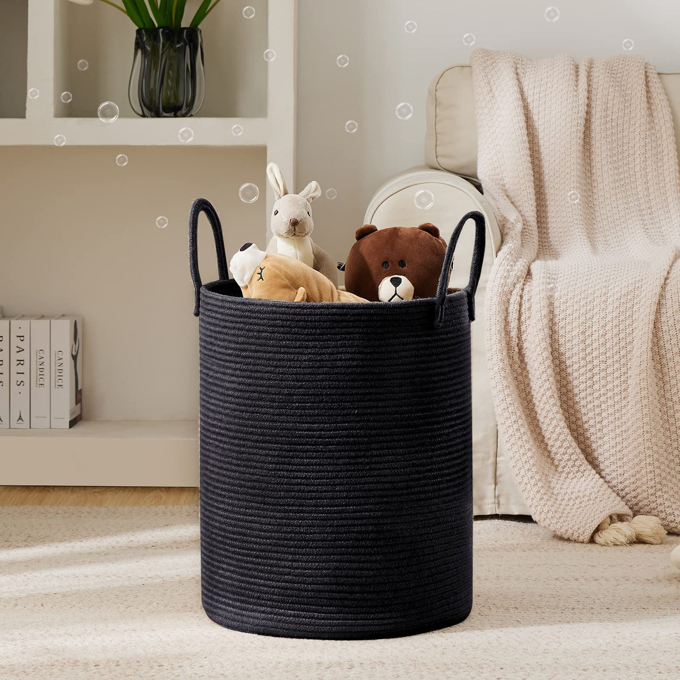 Braided Laundry Collector Toy Storage Storage Basket with Handle Handmade