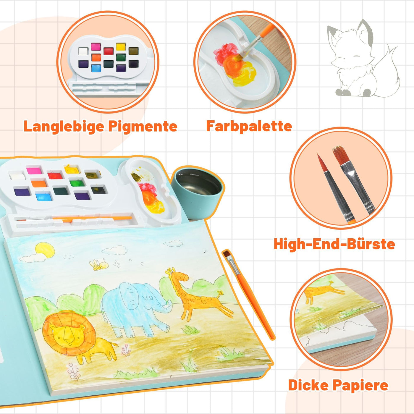 Watercolor sets, all-in-one coloring books for toddlers, coloring books for children, magic book