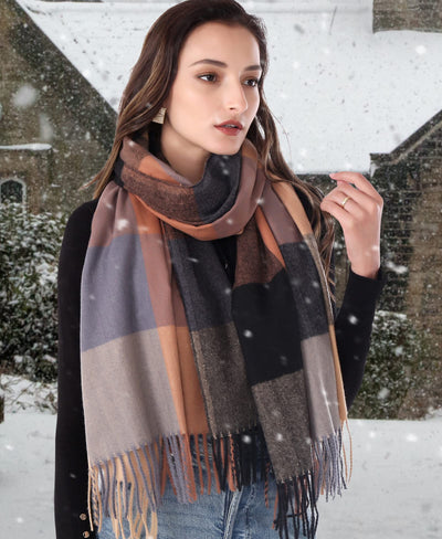 Plaid Warm blanket scarf for winter