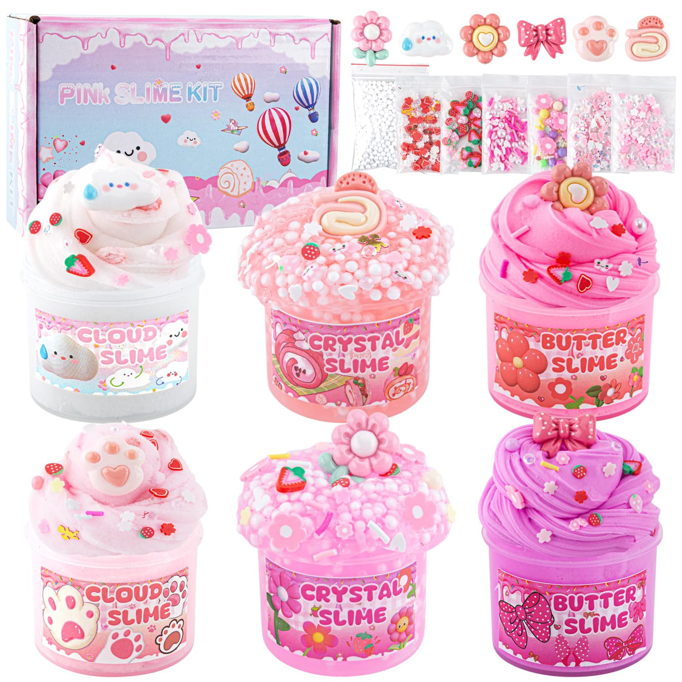 Gradient Slime Set contains Fluffy Cloud Cloud Slime, Clear Slime & Butter Slime, Slime Kids Party Gift