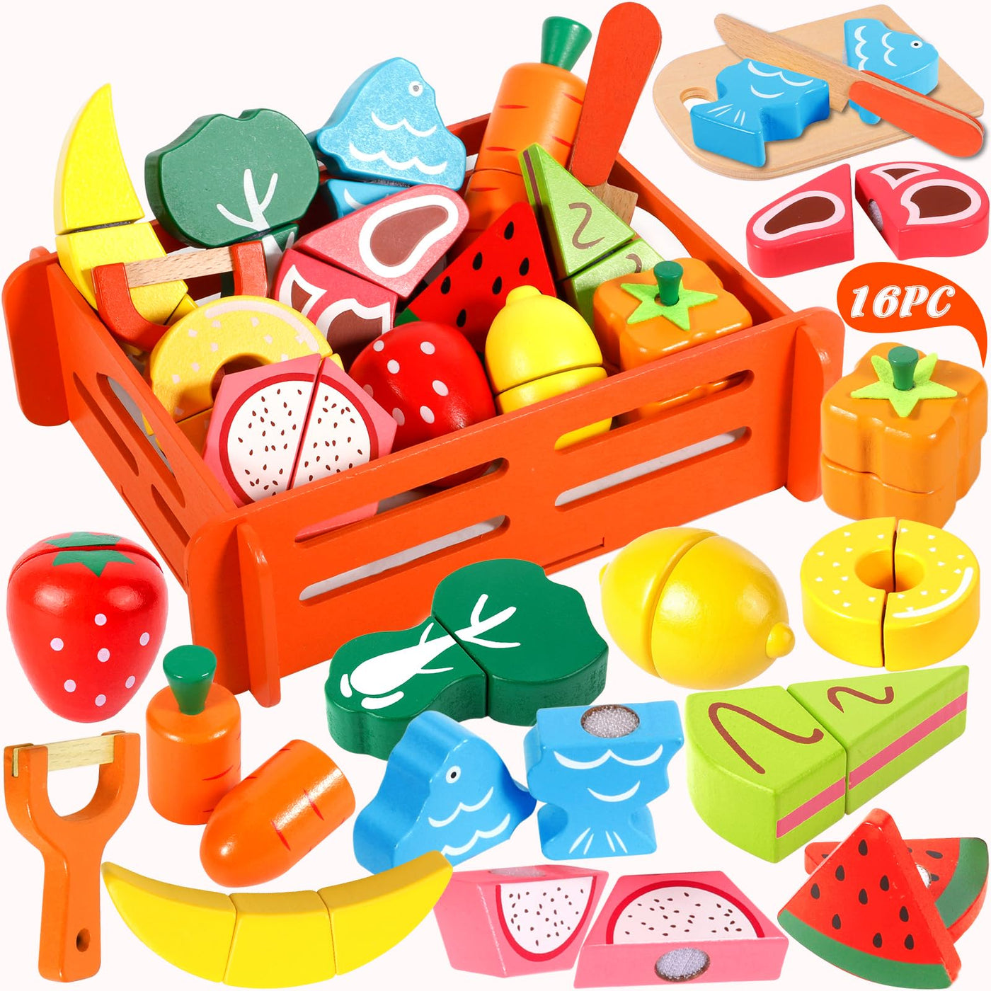 Accessoires de cuisine pour enfants en bois, accessoires de cuisine pour enfants, jouets de cuisine en bois avec connexion Velcro