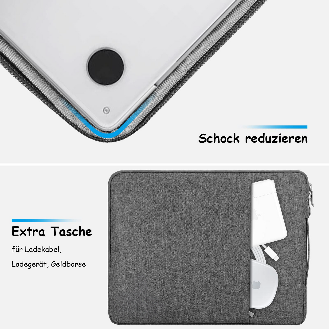 Protective laptop sleeve with handle 2 compartment notebook bag