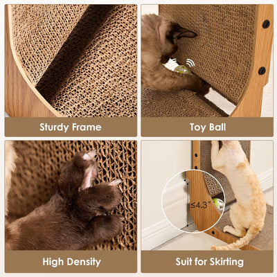 Planche à gratter pour Chat, Planche à Gratter en Forme de L de 68 cm de Haut pour Chats, Meubles à gratter haute Densité Résistants à l'usure avec Jouet pour Chat, Planche à gratter pour Chat pour Mur et Coin, Grand