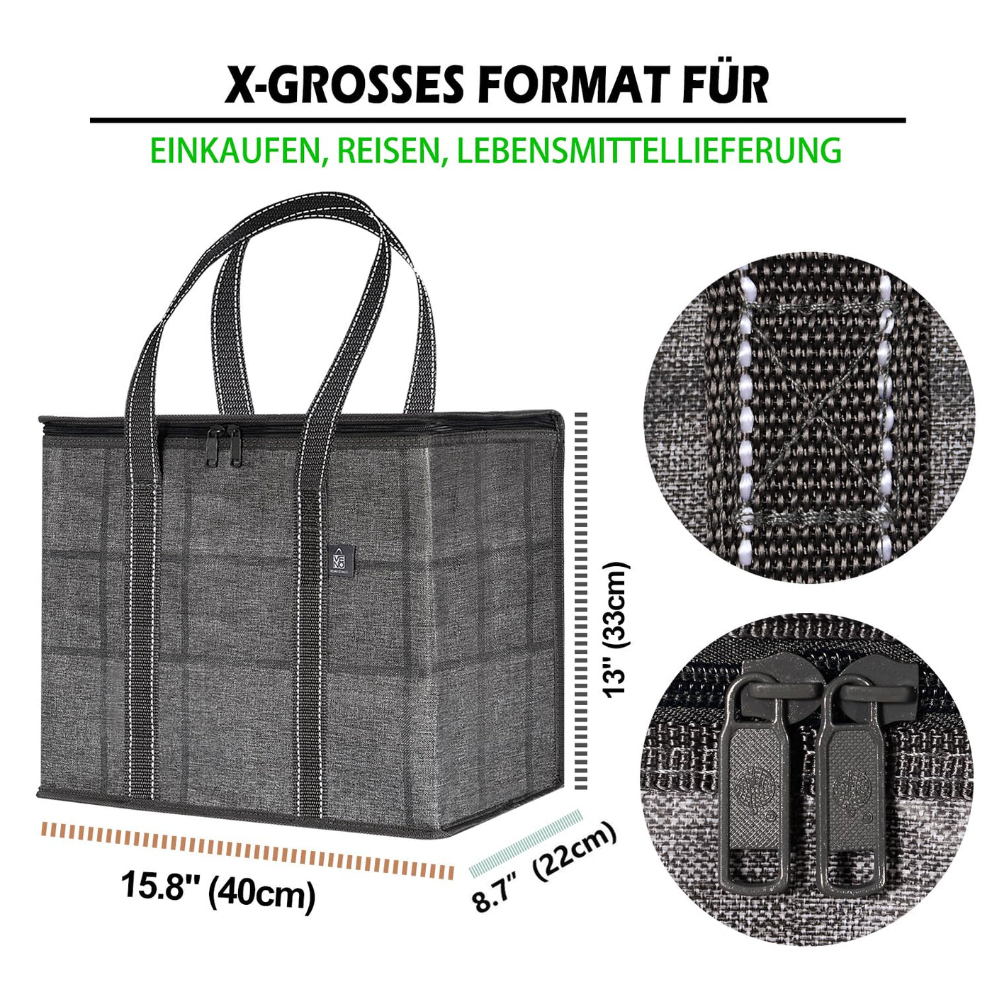 2 Stück Einkaufstasche Wiederverwendbare faltbare Kühltasche Einkaufskorb