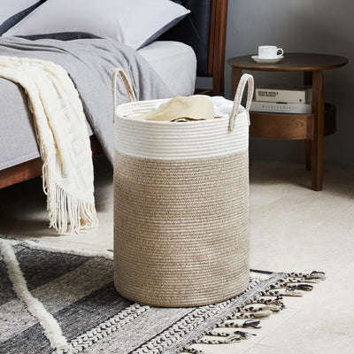 Panier de Rangement pour Jouets Collecteur de Linge Tressé avec Poignée Fait à la main