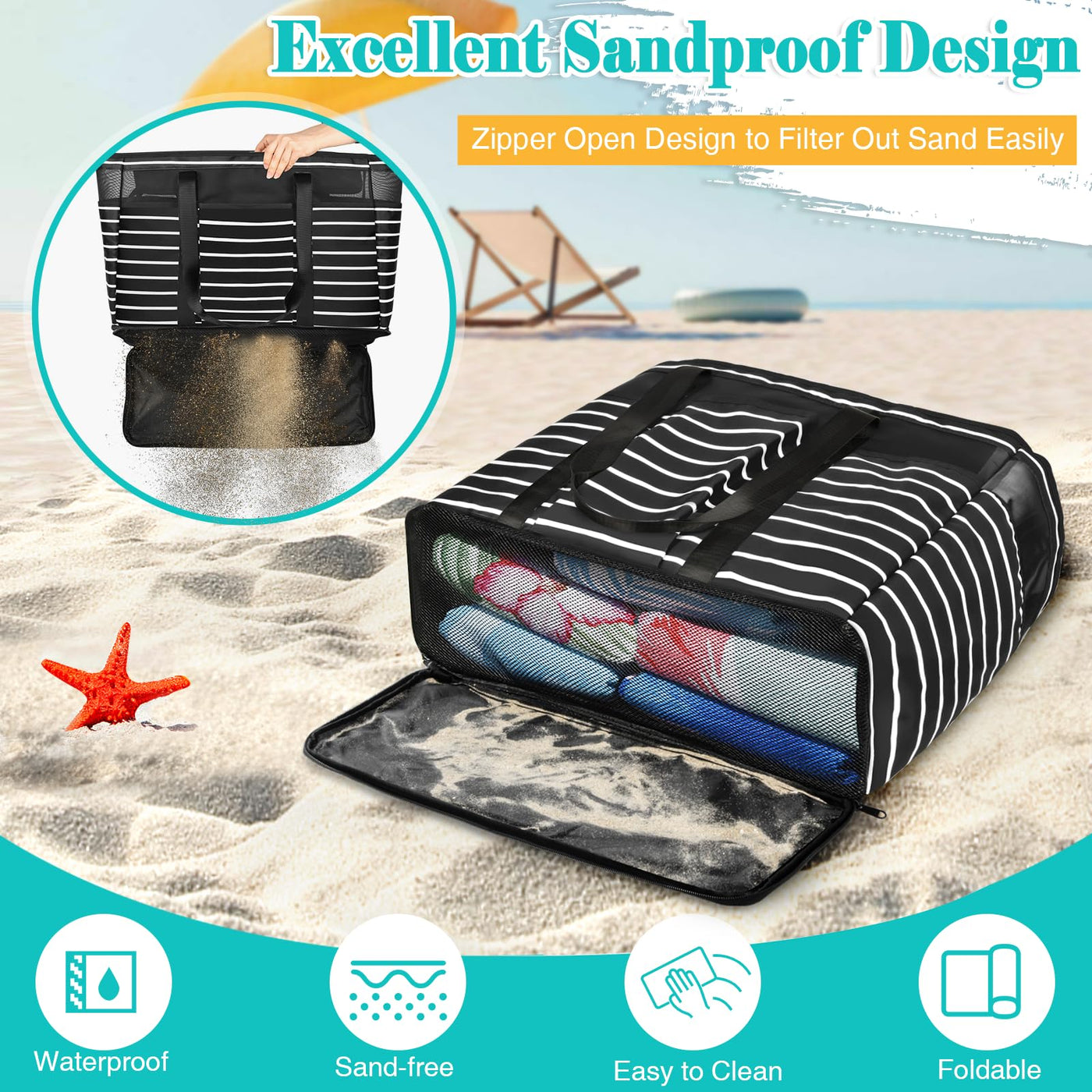 Large Lightweight Beach Bag Swimming Pool Bag