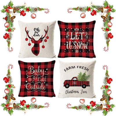 Christmas cushion cover 4 pieces, winter decorative cushion