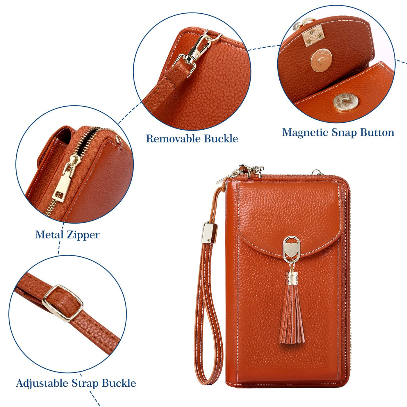 Handy Umhängetasche Leder Handy Umhängetasche RFID Schutz klein Crossbody