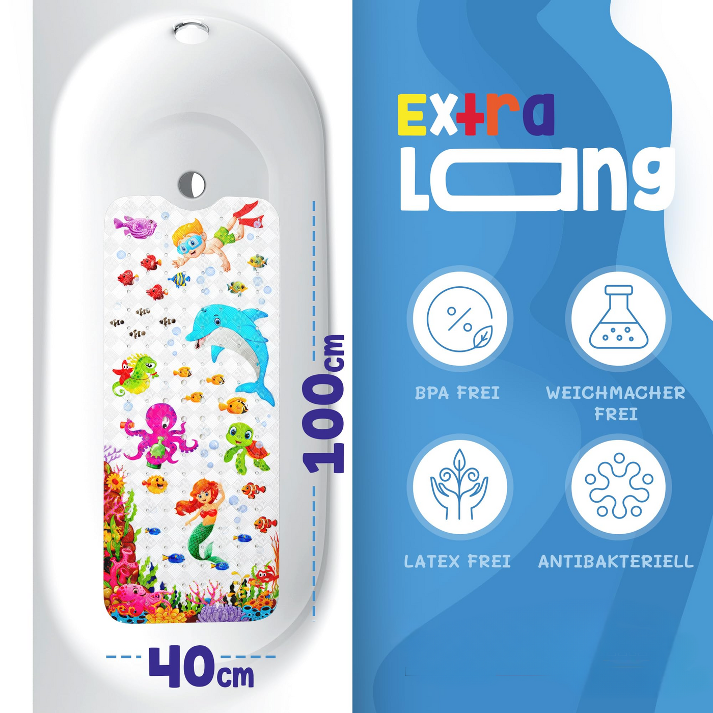 Tapis de bain antidérapant pour enfants avec cintre