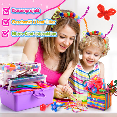 Bastelset für Kinder, 1127+Stücke Bastelkoffer für Kinder Bastelkoffer