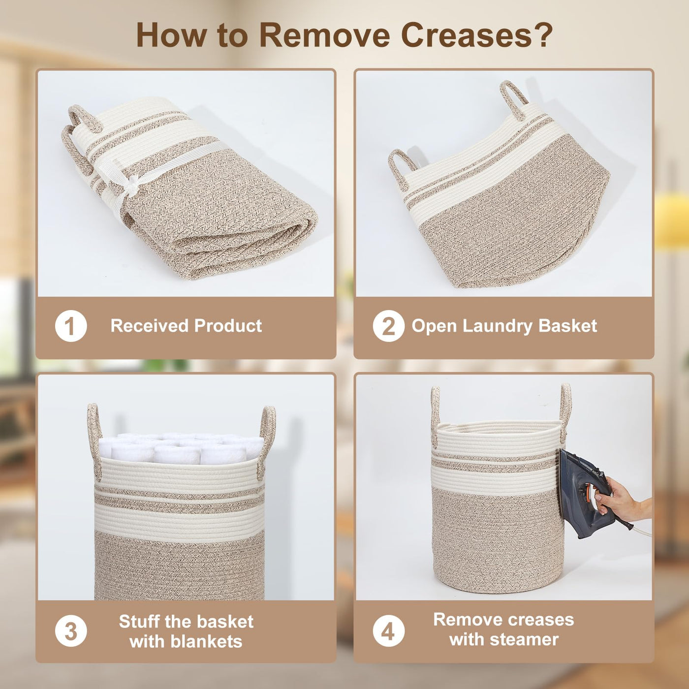 Panier à linge en coton Tissé