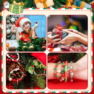 Make your own set of beads for stringing with Christmas tree pendants and clay beads