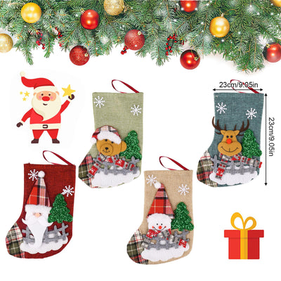 Santa Claus stocking, 3 pieces Christmas stocking, Santa Claus stocking to fill & hang up