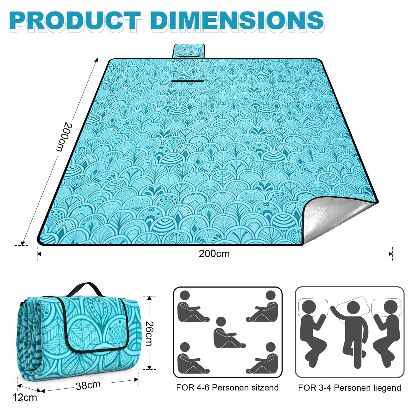 Couverture de pique-nique imperméable, couverture de plage extérieure extra-large