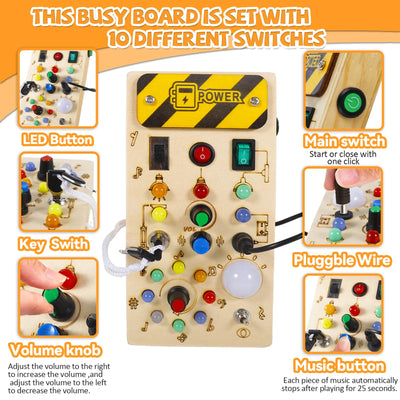 Busyboard Activity board Activity LED Wooden Toys Motor Toys for Children